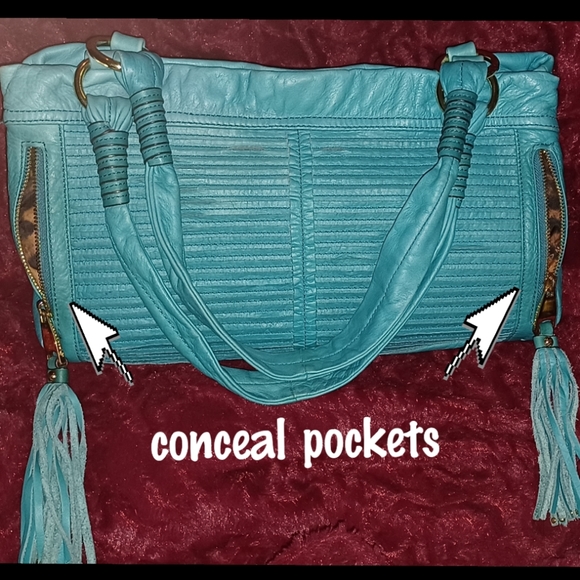 B Makowsky Leather Turqoise Bag - Picture 3 of 10